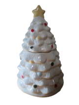 Winter Wonder Lane White Ceramic Christmas Tree Cookie Jar 11&quot;T - £15.81 GBP