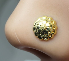 Flower Indian Nose ring Gold plated nose stud  nose piercing ring L bend 22g  - £8.68 GBP