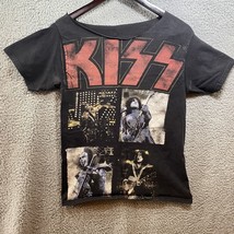 Kiss Black Graphic T Shirt Modern Cut Neck Adult Medium - £8.49 GBP