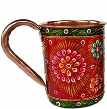 Pure Copper Handmade Outer Hand Painted Art Work Wine, Straight Mug - Cup 16 oz - £20.16 GBP