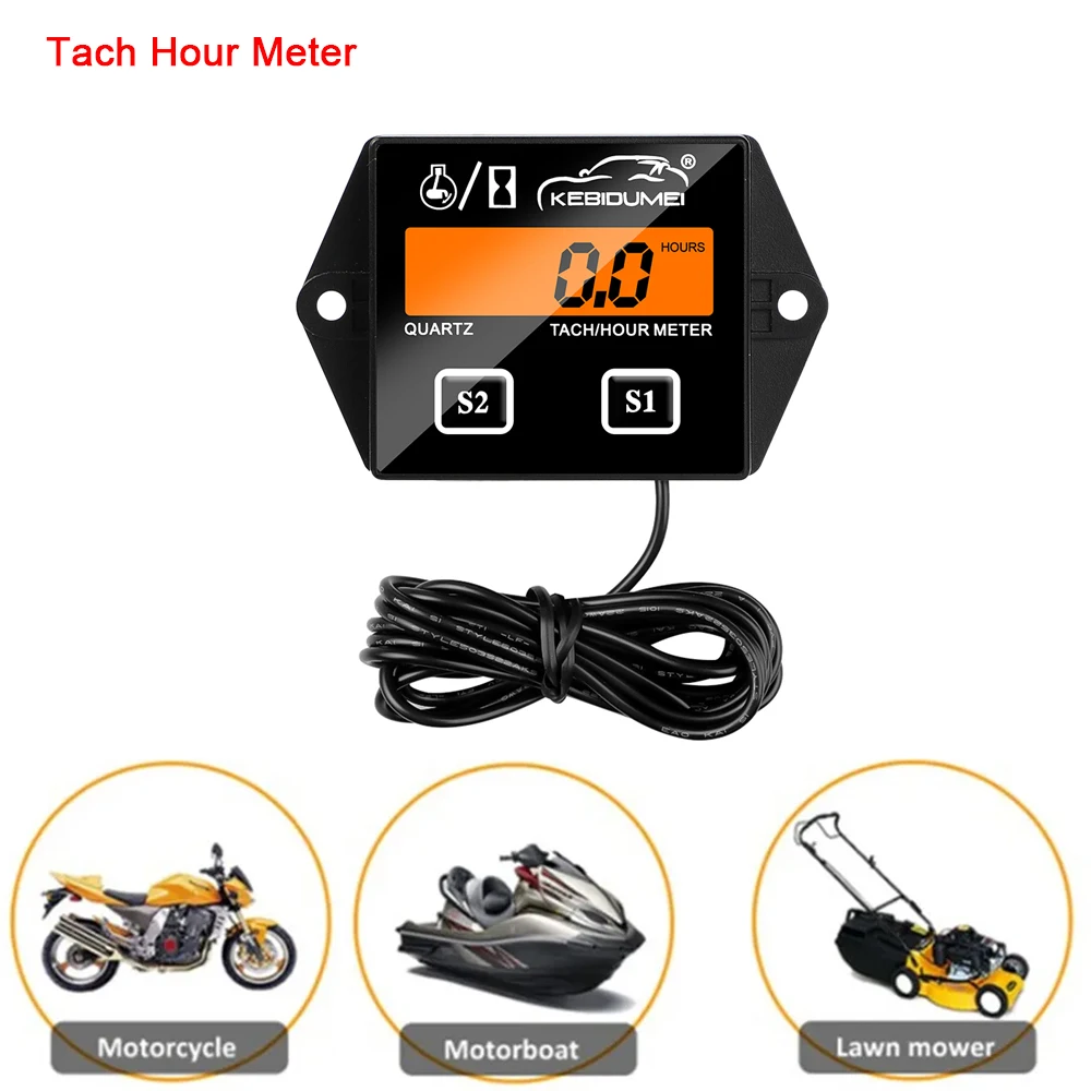 LCD Digital Engine Tach Hour Meter Motorcycle Tachometer Gauge Engine RPM LED - £9.85 GBP+