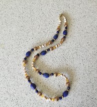 Egyptian Style Gemstone Beaded Scarab Necklace - £6.79 GBP