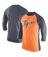 Detroit Tigers Mens Nike Wordmark Tri-Blend 3/4-Sleeve T-Shirt - XL &amp; La... - £22.29 GBP