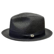 Men's Bently Semi Crushable Fedora Pinch Front Briad Hat Leonardo LE231 Black image 4
