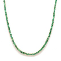 20 Ct Round Cut Green Emerald 18 Inch Women&#39;s Necklace 14k Yellow Gold Finish - £274.95 GBP