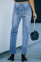 Light Blue Flag Pattern Inspired Sequin Bow Graphic Distressed Jeans - $565.06 MXN