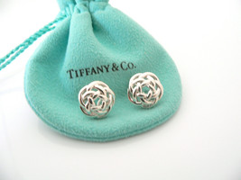 Tiffany &amp; Co Silver Flower Weave Knot Earrings Studs Rare Excellent Gift... - £396.64 GBP