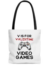 V is for Video Games Tote Bag, Valentines Day Gamer Tote Bag, Gifts For Gamer - £18.45 GBP