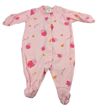 Vintage Y2K Carter&#39;s Pink Sleeper Footsie Romper W/ Ladybugs Allover Pri... - $16.82