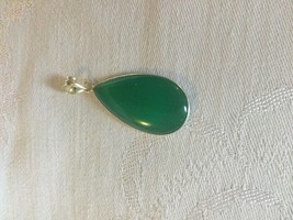 Green Stone Teardrop Pendant - $20.00