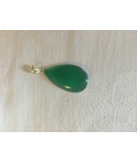 Green Stone Teardrop Pendant - $20.00