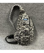 KAVU Rope Sling Bag Black Grey Crossbody Purse Casual School Backpack 20x11 - £18.95 GBP