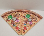 2 Vintage Deborah Mallow Veggie Party Pizza Slice Shaped Plastic Plates - $17.72