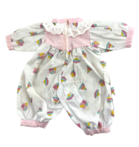 Doll Clothes One Piece Outfit Pink Tops Stacking Toy Print Ruffle Eyelet... - $215.77 MXN