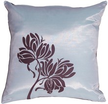 Chocolate Flowers on Blue Accent Pillow, with Polyfill Insert - £19.94 GBP