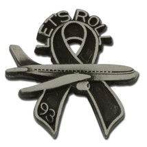 United Flight 93 9-11 Let&#39;s Roll Black Ribbon Memorial Pewter Lapel Pin - $24.99