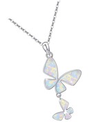 Butterfly Opal Necklace 925 Sterling Love - £110.92 GBP