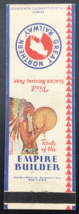 Great Northern Railway GN Indian Chief Route of Empire Builder Matchbook... - £10.95 GBP