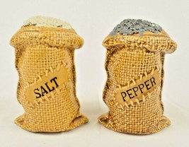 Burlap Sack Salt and Pepper Ceramic Shaker Set - 3.75" (Our Own Imports)Vintage - £10.04 GBP