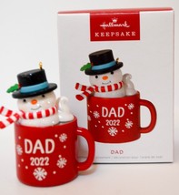 Hallmark Dad - Snowman Hot Chocolate Cup  Keepsake Ornament 2022 - £11.07 GBP