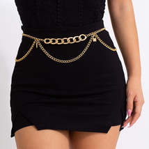 18K Gold-Plated Lock Layered Curb Waist Chain - £13.38 GBP