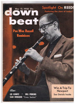 Down Beat Magazine Pee Wee Russel Reminisces Bill Perkins Reeds - $19.79