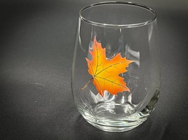 Fall Maple Leaf Engraved and Painted - 17 oz Stemless Wine Glass - $18.98