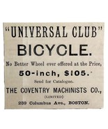 Coventry Machinists Universal Club Bicycle 1885 Advertisement Victorian ... - $27.66 CAD