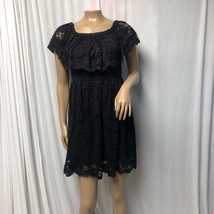 Francescas Dress Womens Medium Black Lace Stretch On or Off Shoulder Mini - £15.48 GBP