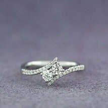 2Ct Round Cut Diamond Two Stone Womens Engagement Ring 14K White Gold Finish - £87.34 GBP