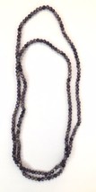 Purple Marbled Beaded Necklace Approx 35&quot; Possibly Stone or Glass - £11.80 GBP
