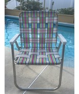 Vintage Sunbeam Aluminum Webbed Folding Lawn Beach Patio Chair 31&quot; Clean... - $855.69 MXN