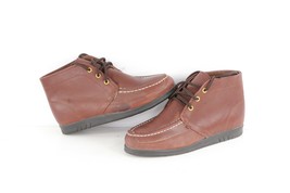 NOS Vtg 90s Streetwear Womens 6.5 M Steel Toe Leather Chukkas Boots Brow... - $39.55