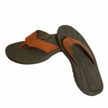 Sperry Top Sider Sandals Mens 8 M Thong Flip Flops Open Toe Orange Faux Leather - $18.44