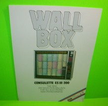 Wall Box Consulette ES III Original Jukebox Phonograph Music Promo Flyer NSM  - £15.31 GBP