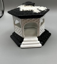 Gazebo Black White  Snow 2 Piece Octagon Shaped Hand Painted Byron Mold 1983 - £14.13 GBP