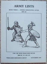 Army Lists Book Three - Armies Originating After 1000 Ad ( 1982) Wargames Rules - £14.38 GBP
