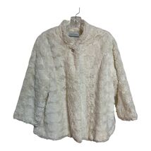 Alfred Dunner Petite Faux Fur Jacket Cream 14P Soft Plush Winter Coat - $25.20