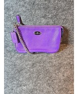 COACH Pebbled Leather Wristlet, Purple, 19&quot; Chain Strap - £47.64 GBP