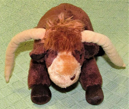12&quot; Vintage Russ Tex Long Horned Bull Plush Stuffed Animal Brown Tan Korea Toy - £10.85 GBP