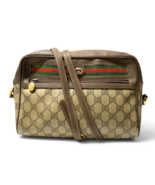 GUCCI Vintage Sherry Shoulder Bag Crossbody Purse GG PVC Leather Brown Auth - $250.57