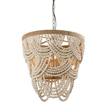 Parrot Uncle Hatfield 4-Light Bohemia Style Natural Wood Beaded Rope Chandelier - £131.33 GBP