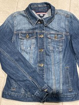 Tommy Hilfiger Women’s XS Blue Denim Jean Trucker Jacket Button Down Cotton - $265.44 MXN