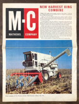 M-C Mathews Company Harvest King Combine 60&#39;s Dealer Sales Brochure Grai... - $19.79