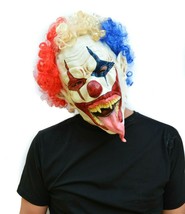 Halloween Clown Mask with Hair Costume Mask Scary Tongue DEVILISH CLOWN - £14.36 GBP