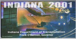 Indiana Road Map 2001 Cover Airplane Train - $5.78