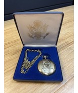 Vintage Nicolet Gold Tone Ronald Reagan Pocket Watch 40th President KG JD - £38.72 GBP