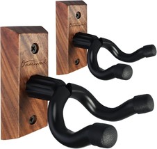 Guitar Wall Mount 2 Pack, Black Walnut Wood Guitar Hanger, U-Shaped Guit... - $33.99
