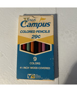 Venus Esterbrook Campus Wood Covered Crayon Pencils Colored 9 Vtg USA 01... - $278.56 MXN