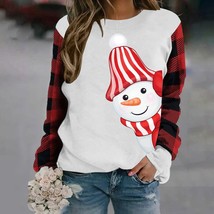 Women&#39;s Merry Christmas Gnome Sweatshirt Plaid Print Sleeve Pattern Sweatshirt L - £47.13 GBP